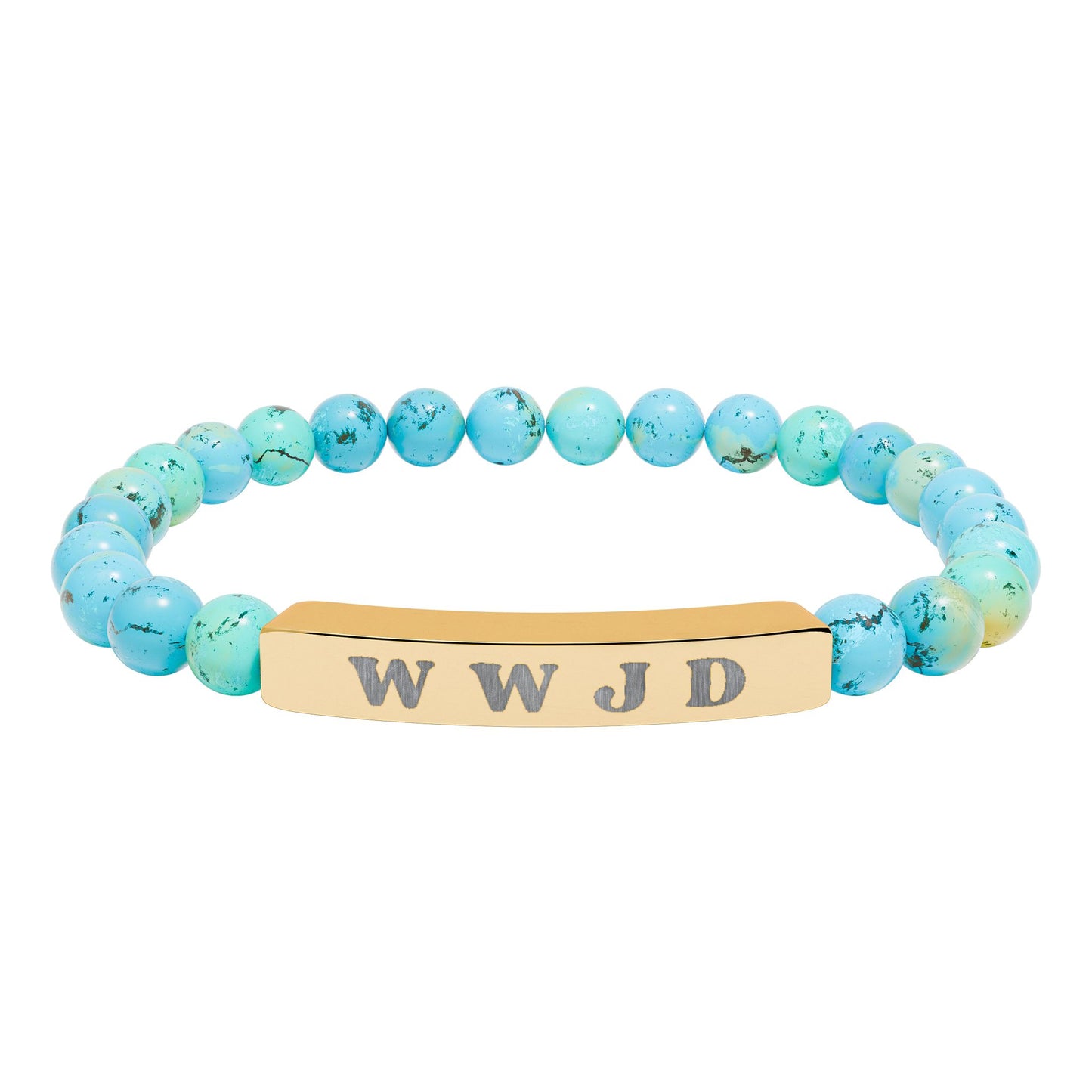 WWJD Natural Stone Stretch Bar Bracelet