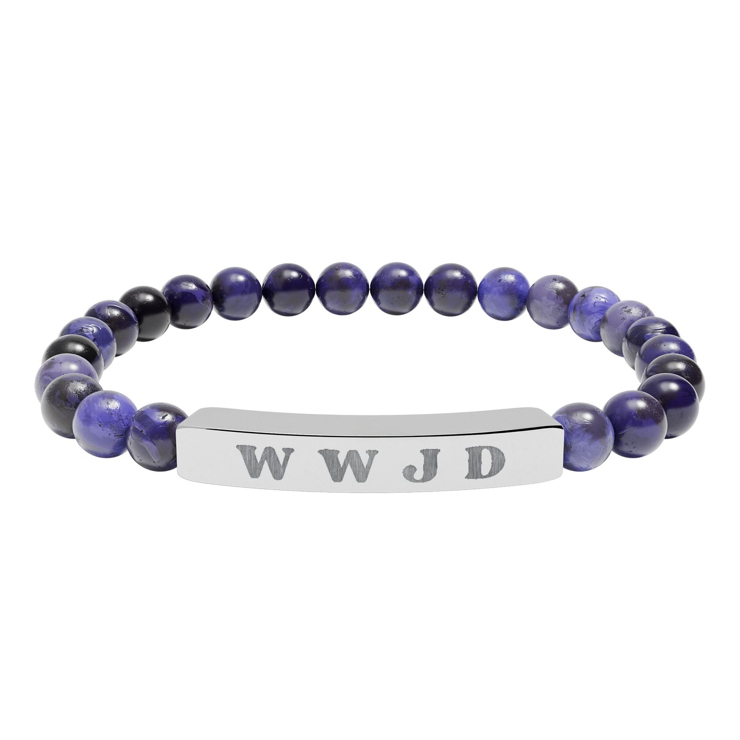 WWJD Natural Stone Stretch Bar Bracelet