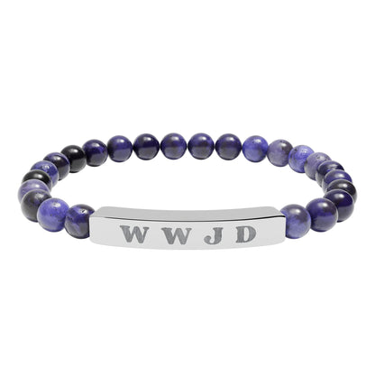 WWJD Natural Stone Stretch Bar Bracelet