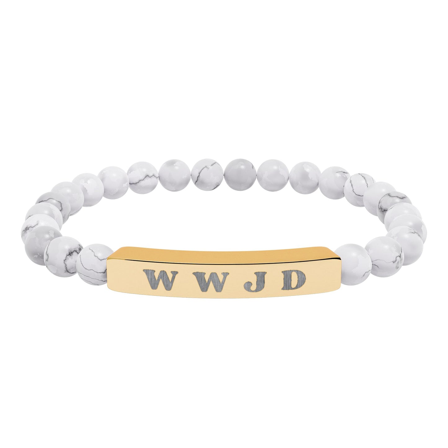 WWJD Natural Stone Stretch Bar Bracelet