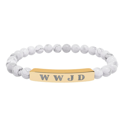 WWJD Natural Stone Stretch Bar Bracelet