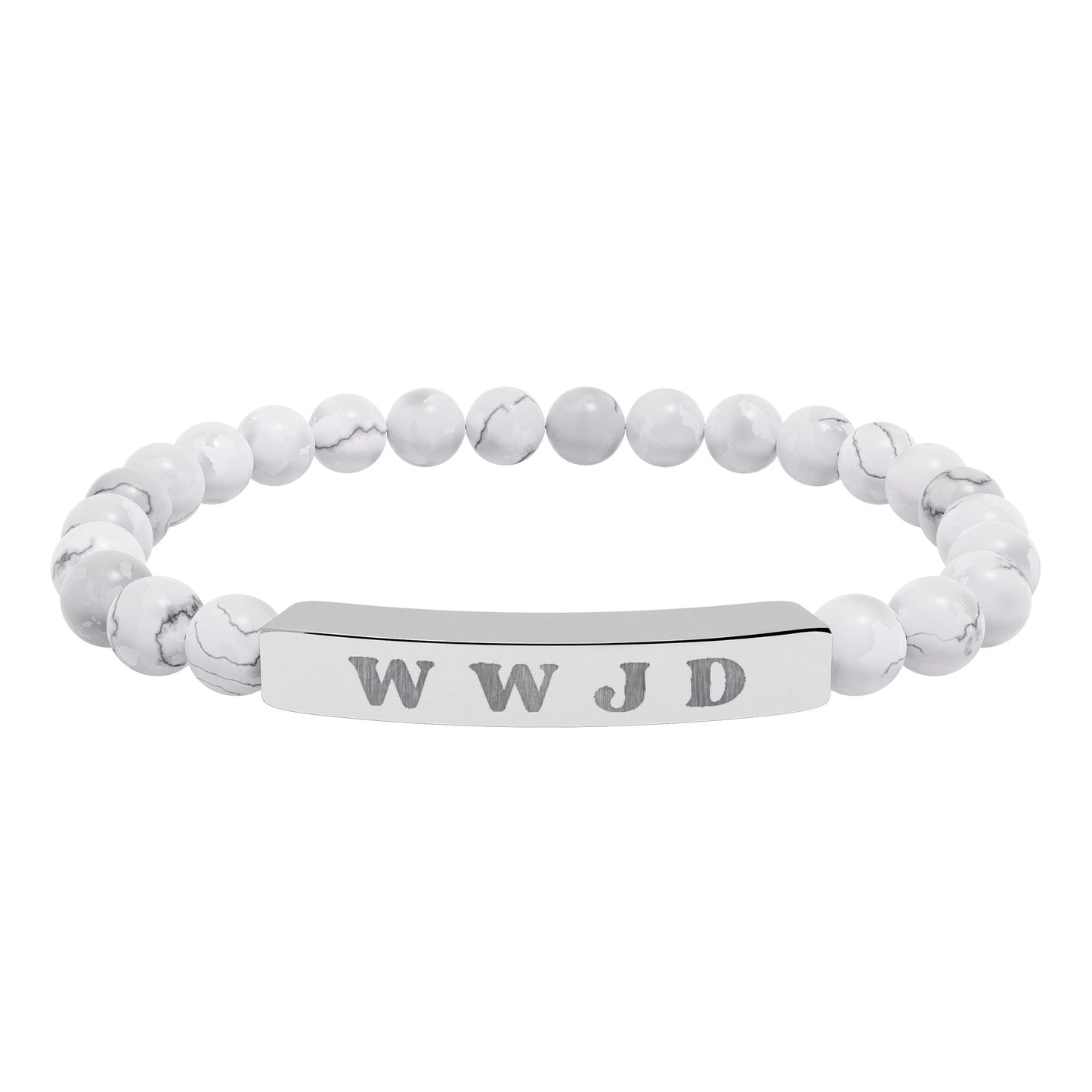 WWJD Natural Stone Stretch Bar Bracelet