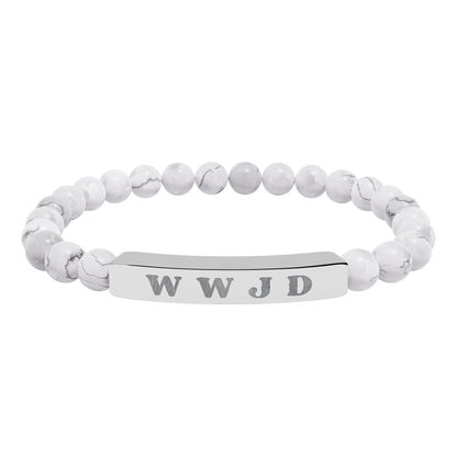 WWJD Natural Stone Stretch Bar Bracelet