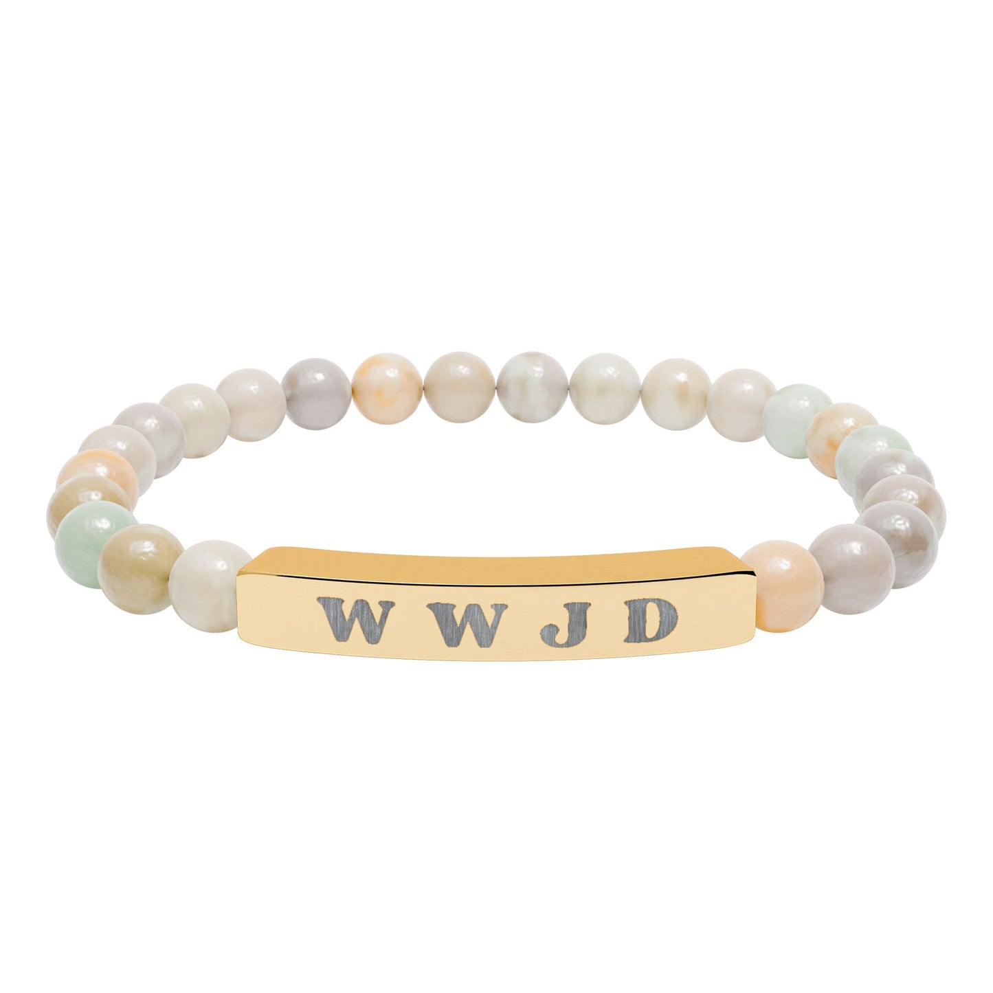 WWJD Natural Stone Stretch Bar Bracelet