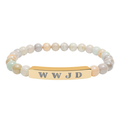 WWJD Natural Stone Stretch Bar Bracelet