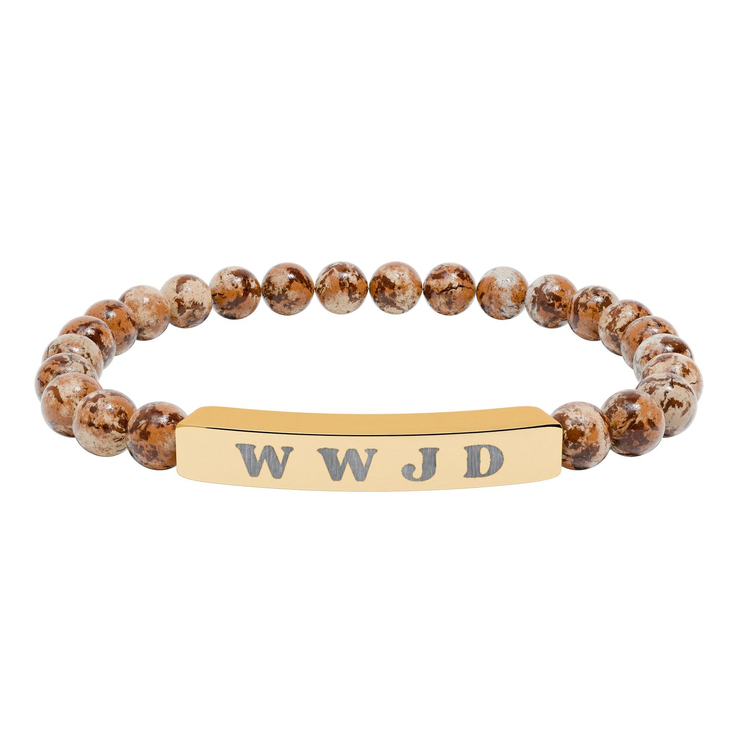WWJD Natural Stone Stretch Bar Bracelet