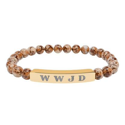 WWJD Natural Stone Stretch Bar Bracelet