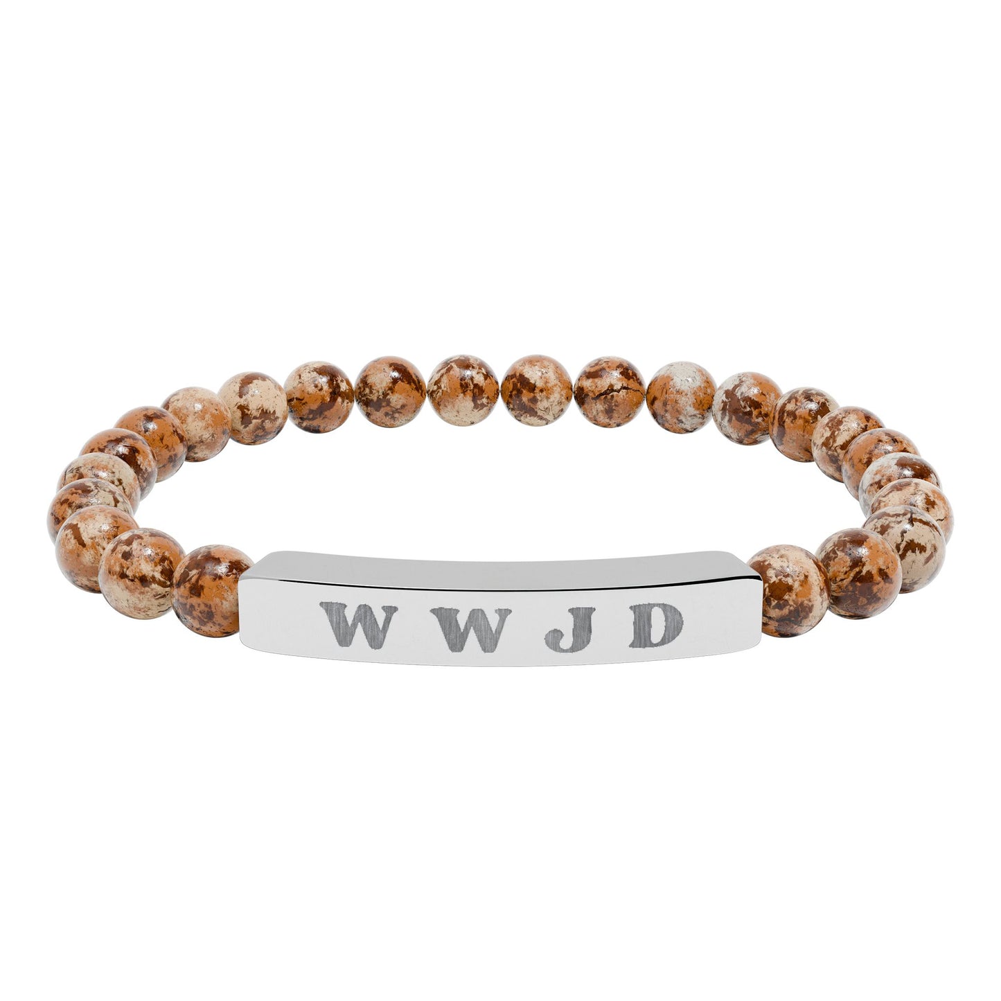 WWJD Natural Stone Stretch Bar Bracelet