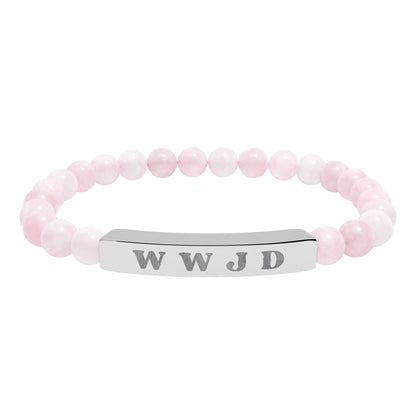 WWJD Natural Stone Stretch Bar Bracelet