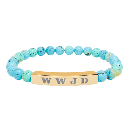 WWJD Natural Stone Stretch Bar Bracelet