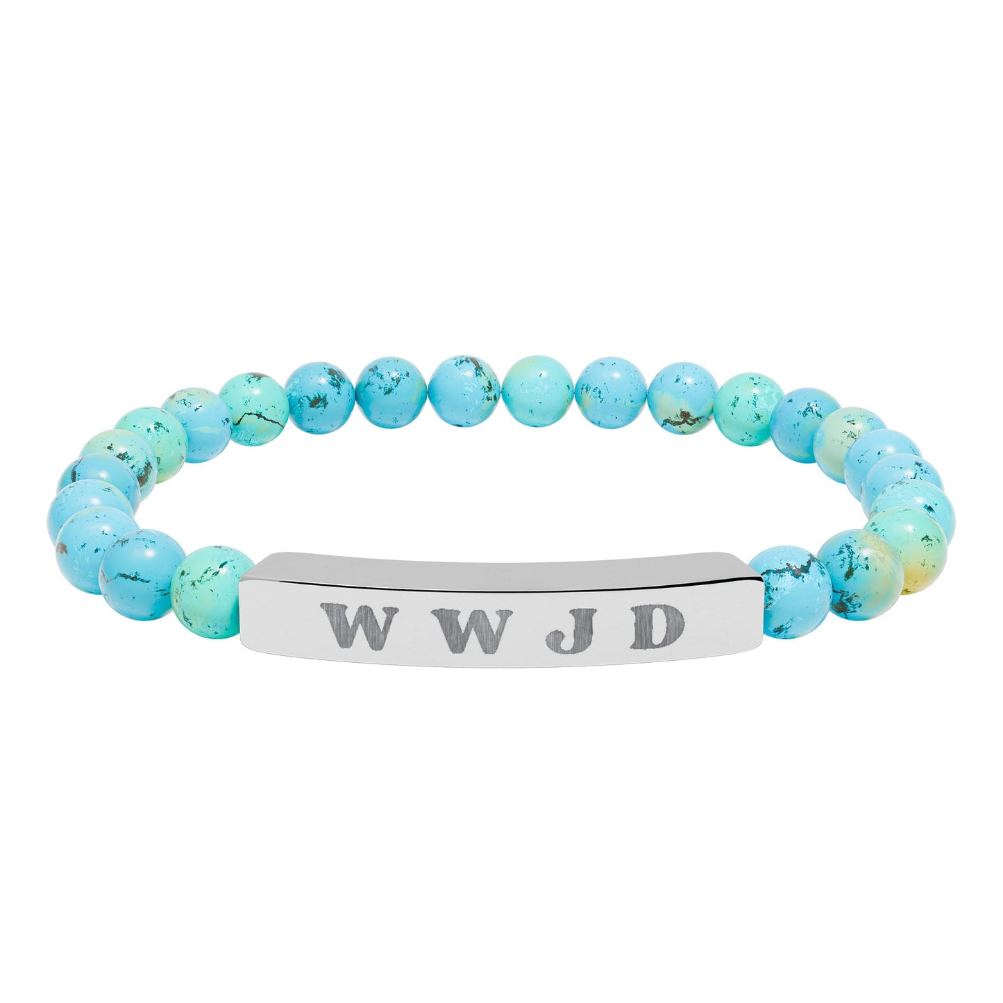 WWJD Natural Stone Stretch Bar Bracelet