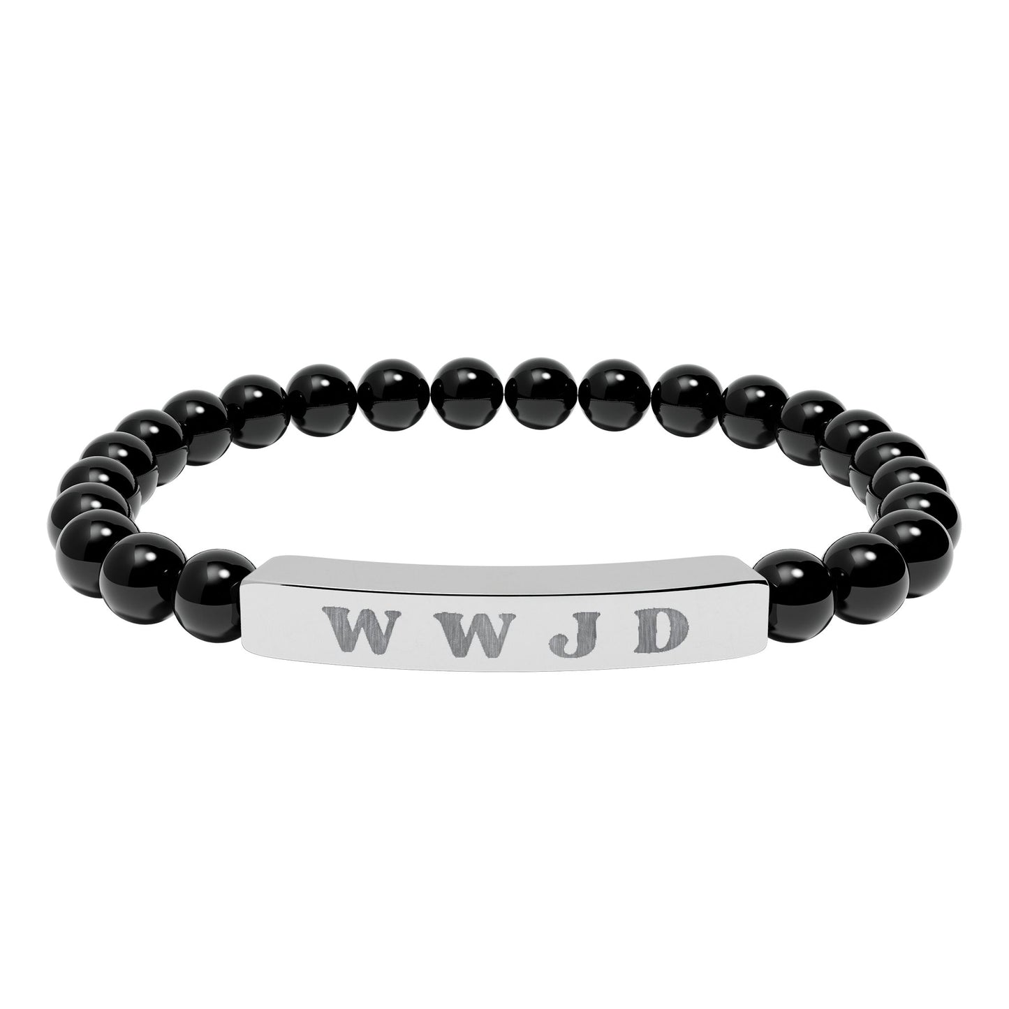 WWJD Natural Stone Stretch Bar Bracelet