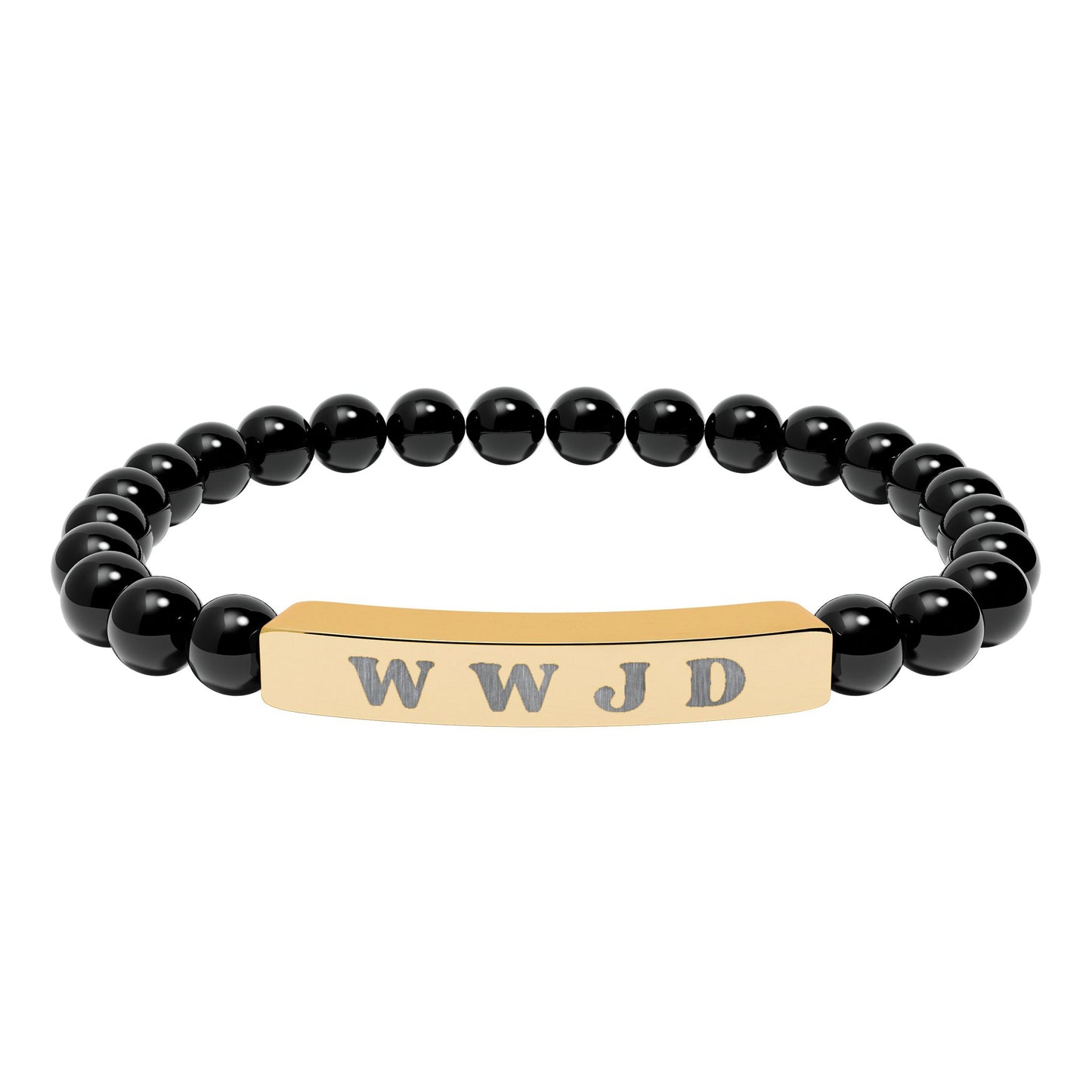 WWJD Natural Stone Stretch Bar Bracelet