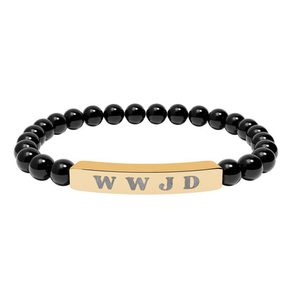 WWJD Natural Stone Stretch Bar Bracelet