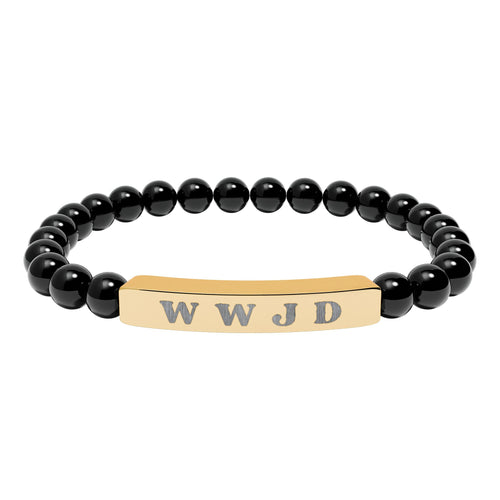 WWJD Natural Stone Stretch Bar Bracelet