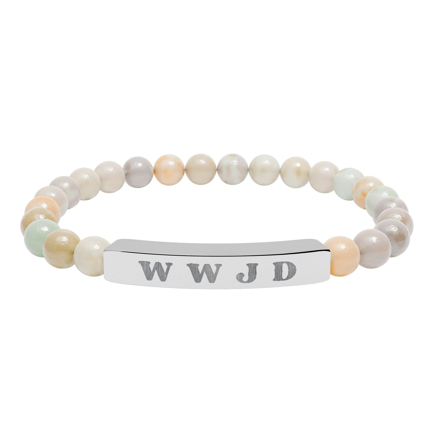 WWJD Natural Stone Stretch Bar Bracelet