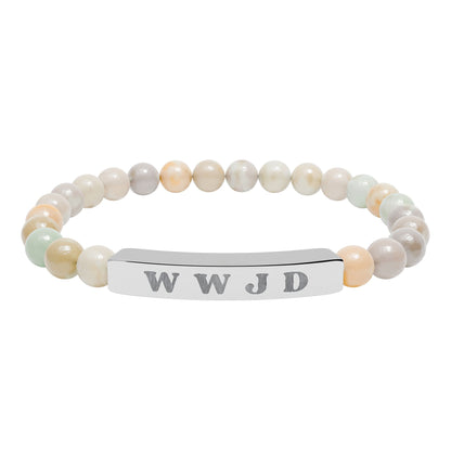 WWJD Natural Stone Stretch Bar Bracelet