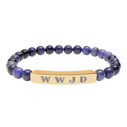 WWJD Natural Stone Stretch Bar Bracelet