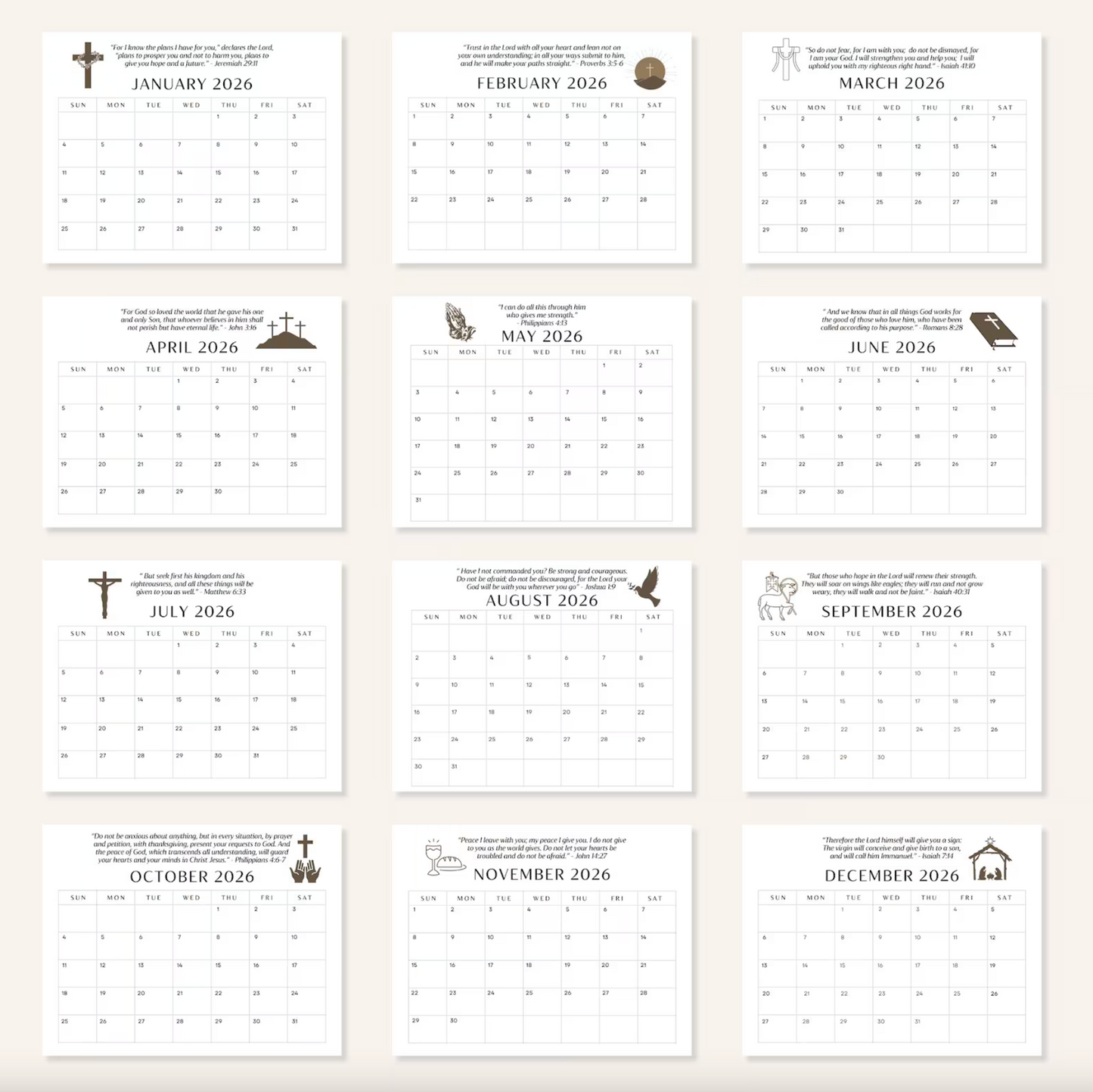2026 Bible Verse Calendar