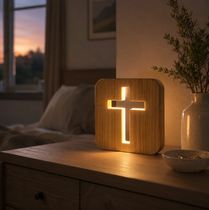 RootedinFaith - Wooden Cross Lamp