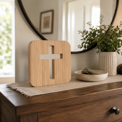 RootedinFaith - Wooden Cross Lamp