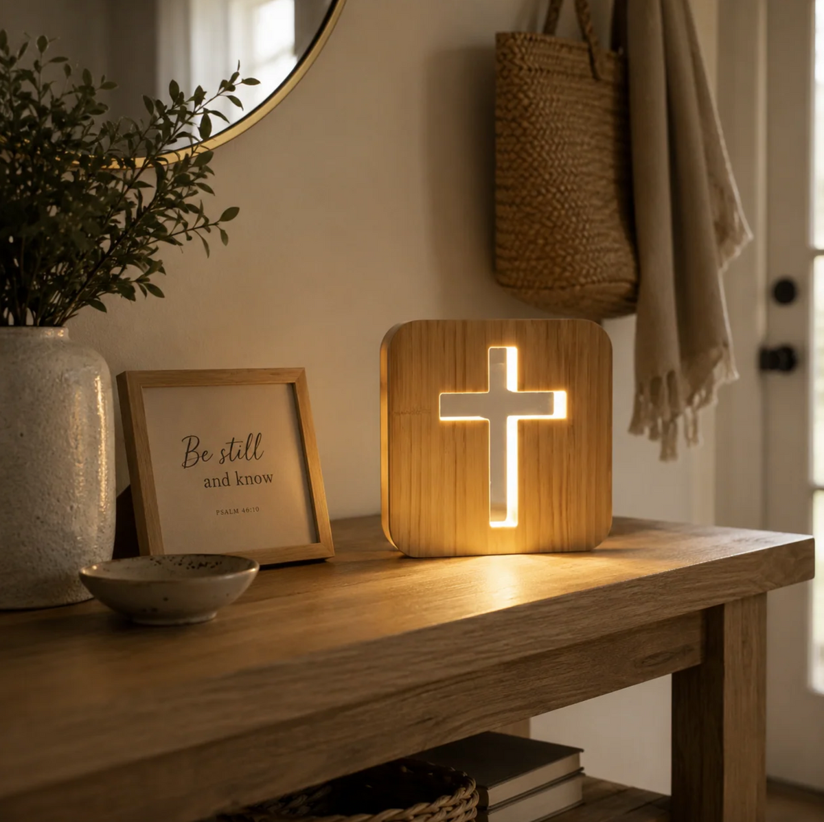 RootedinFaith - Wooden Cross Lamp